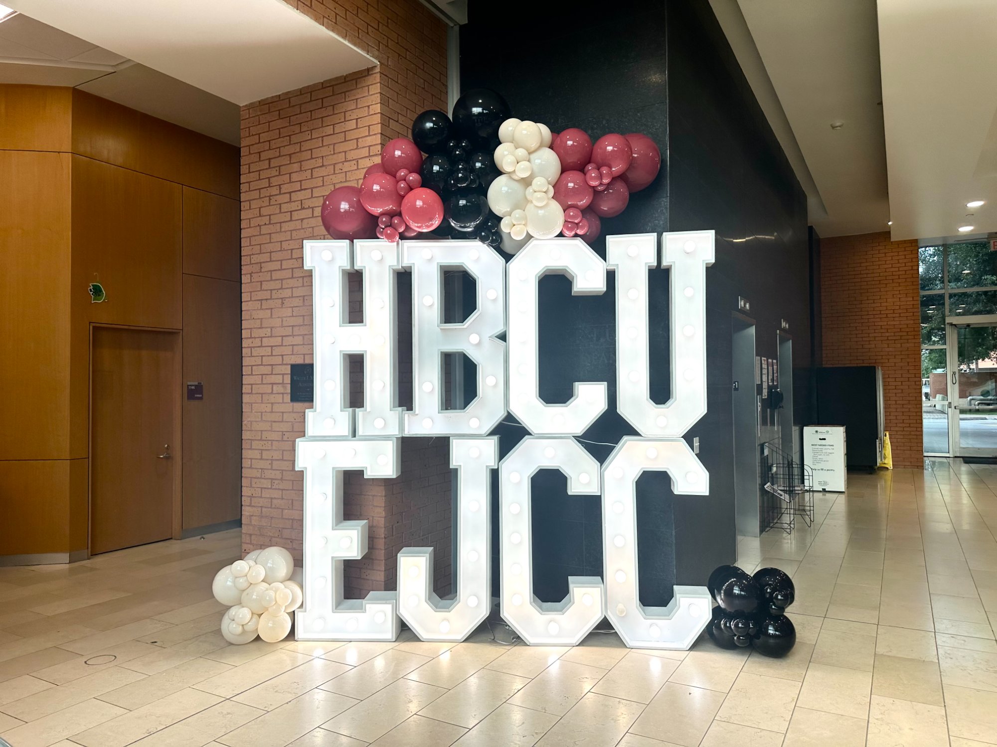 HBCU marquee letter balloon decoration corporate event